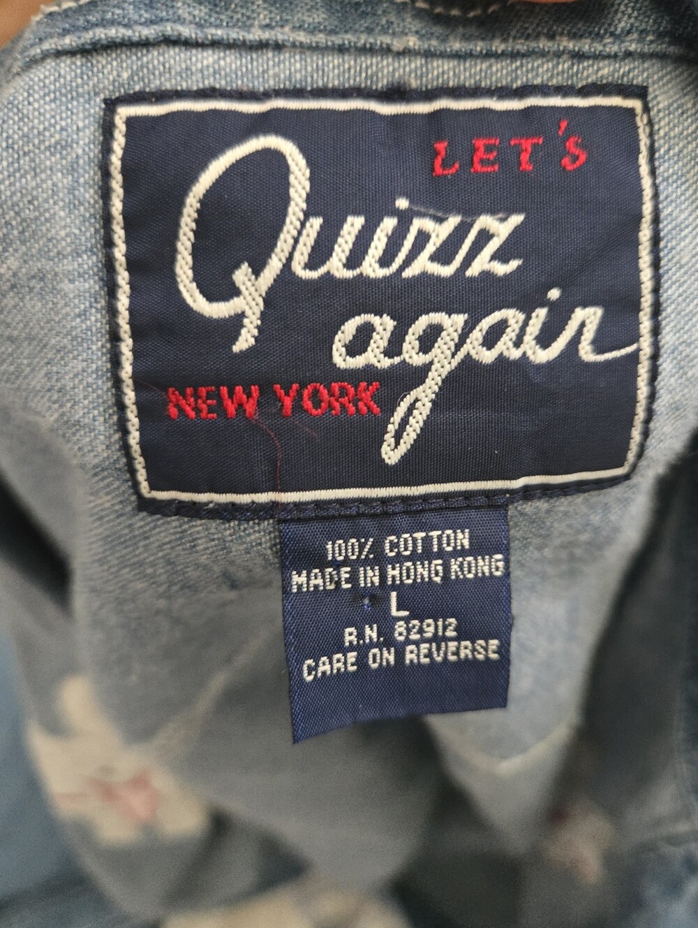 Vintage 90s Cat Lady Embroidered Denim Button Down Cotton Shirt Large Retro Art - Picture 5 of 8